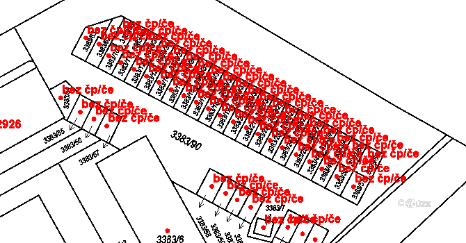 Přerov 43809961 na parcele st. 3383/20 v KÚ Přerov, Katastrální mapa