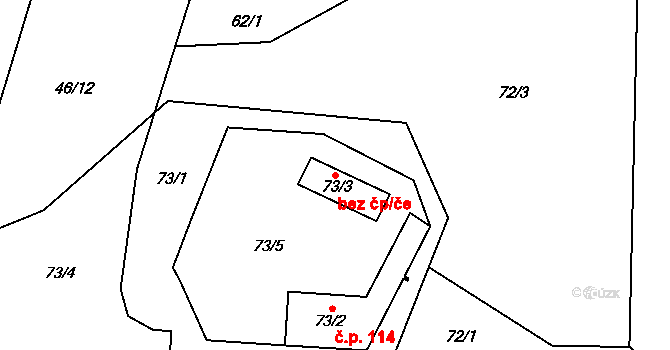 Příbram 44457961 na parcele st. 73/3 v KÚ Bytíz, Katastrální mapa