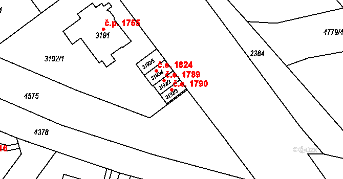Teplice 1790 na parcele st. 3192/3 v KÚ Teplice, Katastrální mapa