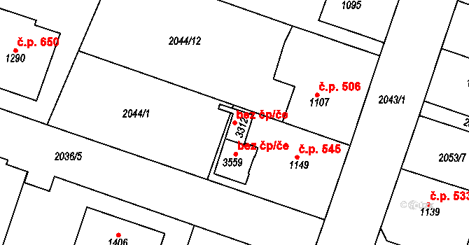 Lanškroun 45493961 na parcele st. 3312 v KÚ Lanškroun, Katastrální mapa