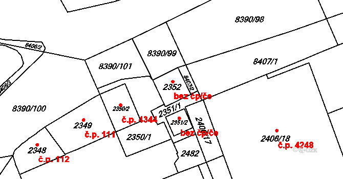 Brno 45559961 na parcele st. 2352 v KÚ Židenice, Katastrální mapa