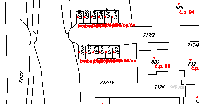 Broumov 46433961 na parcele st. 1075 v KÚ Broumov, Katastrální mapa