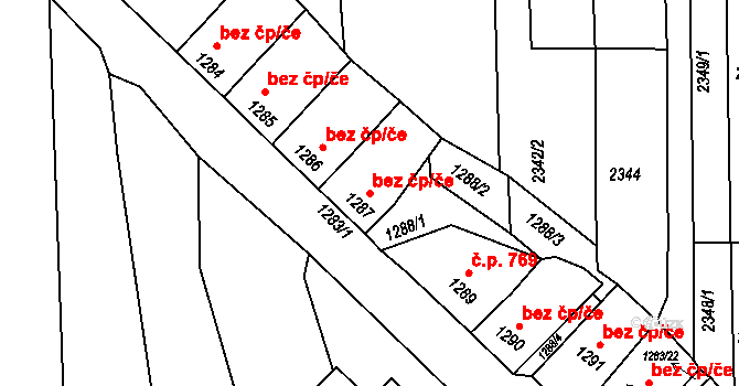 Klobouky u Brna 47214961 na parcele st. 1287 v KÚ Klobouky u Brna, Katastrální mapa