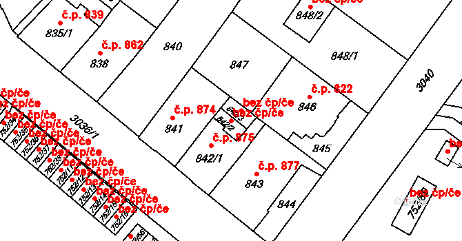 Opava 48085961 na parcele st. 842/2 v KÚ Opava-Předměstí, Katastrální mapa