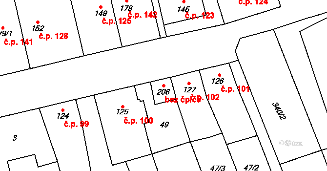 Bystročice 49063961 na parcele st. 206 v KÚ Bystročice, Katastrální mapa