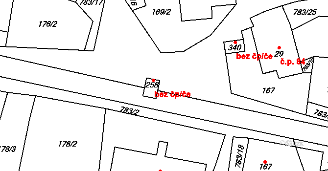 Fryšava pod Žákovou horou 49167961 na parcele st. 258 v KÚ Fryšava pod Žákovou horou, Katastrální mapa