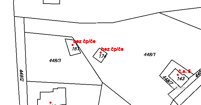 Trutnov 49196961 na parcele st. 174 v KÚ Bohuslavice nad Úpou, Katastrální mapa