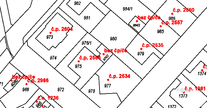 Chomutov 49552961 na parcele st. 976/2 v KÚ Chomutov II, Katastrální mapa