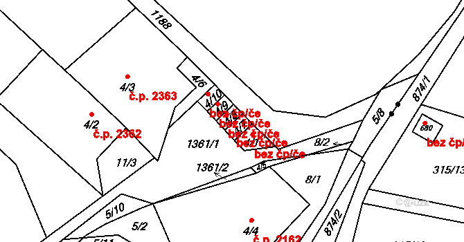 Šumperk 50167961 na parcele st. 4/8 v KÚ Horní Temenice, Katastrální mapa