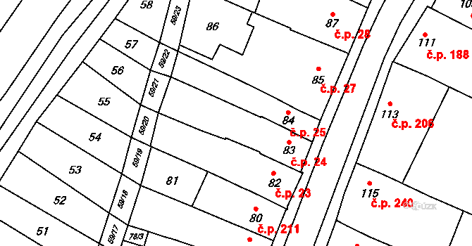 Velešovice 24 na parcele st. 83 v KÚ Velešovice, Katastrální mapa