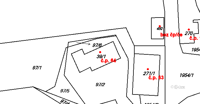 Dolní Libchavy 64, Libchavy na parcele st. 39/1 v KÚ Dolní Libchavy, Katastrální mapa