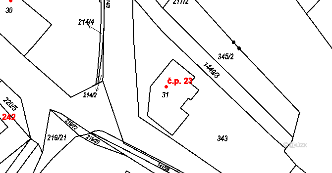 Kunčice 23, Letohrad na parcele st. 31 v KÚ Kunčice u Letohradu, Katastrální mapa