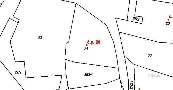 Bukovec 28 na parcele st. 24 v KÚ Bukovec u Horšovského Týna, Katastrální mapa