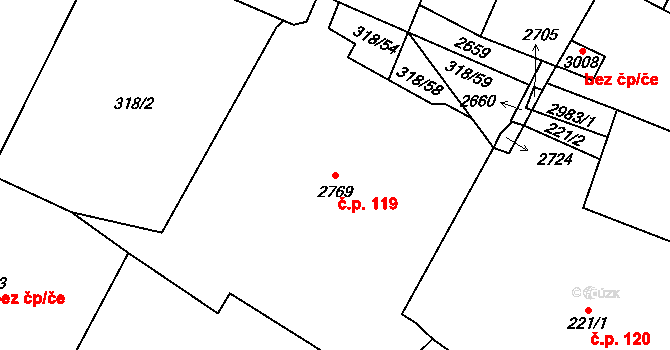 Sušice II 119, Sušice na parcele st. 2769 v KÚ Sušice nad Otavou, Katastrální mapa