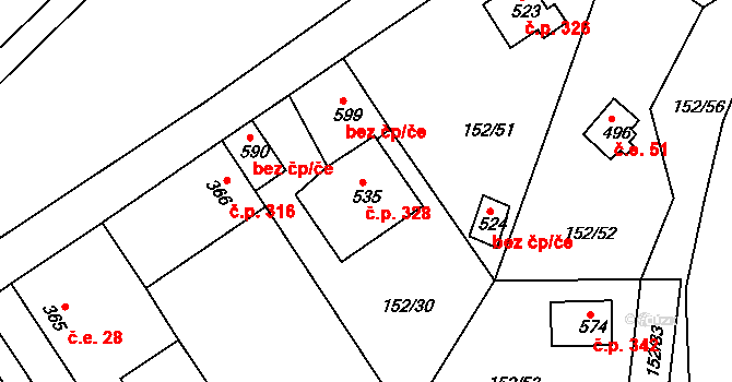 Nezvěstice 328 na parcele st. 535 v KÚ Nezvěstice, Katastrální mapa