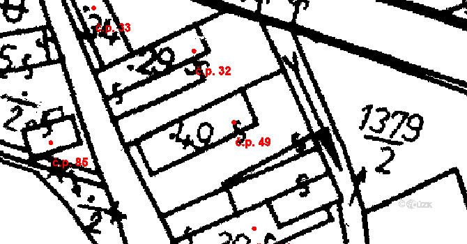 Kokořov 49, Žinkovy na parcele st. 49 v KÚ Kokořov, Katastrální mapa
