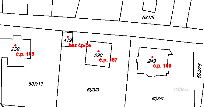 Teplice nad Metují 157 na parcele st. 236 v KÚ Teplice nad Metují, Katastrální mapa