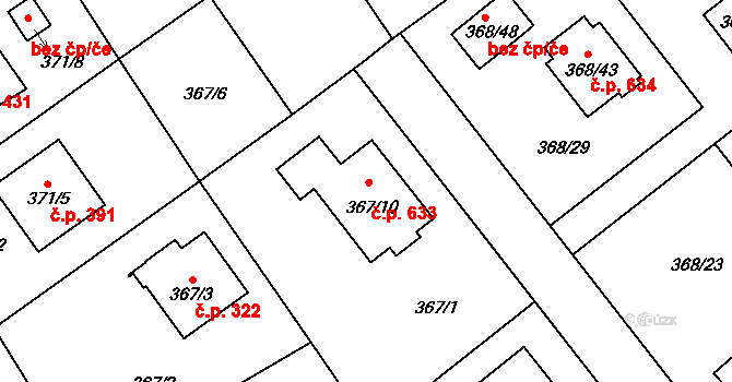 Krmelín 633 na parcele st. 367/10 v KÚ Krmelín, Katastrální mapa