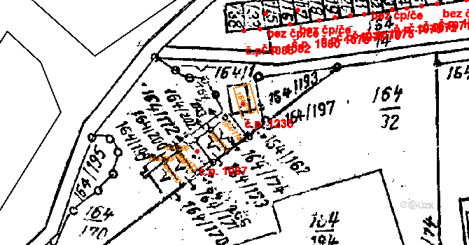 Dobšice 1229 na parcele st. 164/174 v KÚ Dobšice u Znojma, Katastrální mapa