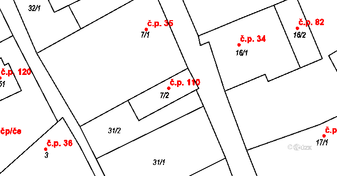 Lukavec 110, Fulnek na parcele st. 7/2 v KÚ Lukavec u Bílovce, Katastrální mapa