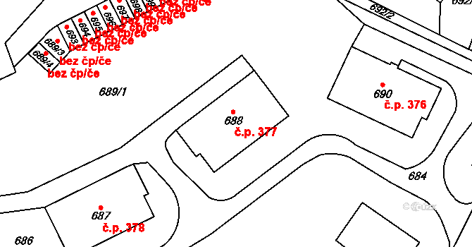 Vimperk II 377, Vimperk na parcele st. 688 v KÚ Vimperk, Katastrální mapa