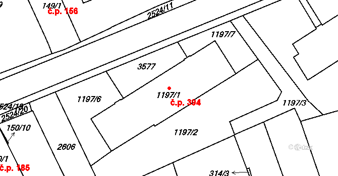 Humpolec 394 na parcele st. 1197/1 v KÚ Humpolec, Katastrální mapa