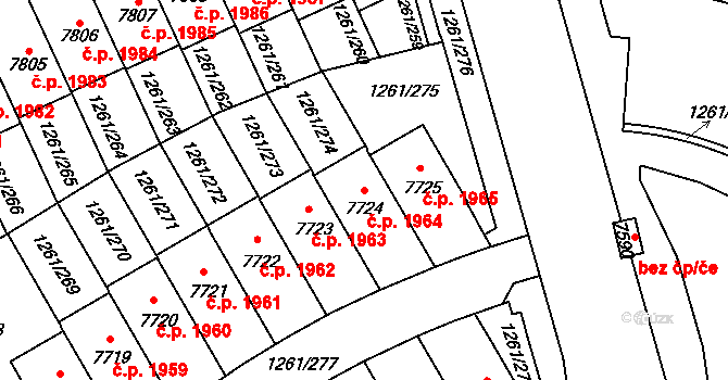 Beroun-Město 1964, Beroun na parcele st. 7724 v KÚ Beroun, Katastrální mapa