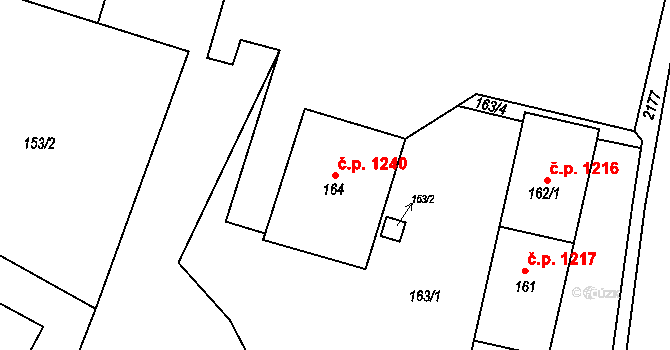 Vejprty 1240 na parcele st. 164 v KÚ Vejprty, Katastrální mapa