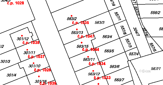 Nivnice 1044 na parcele st. 563/15 v KÚ Nivnice, Katastrální mapa