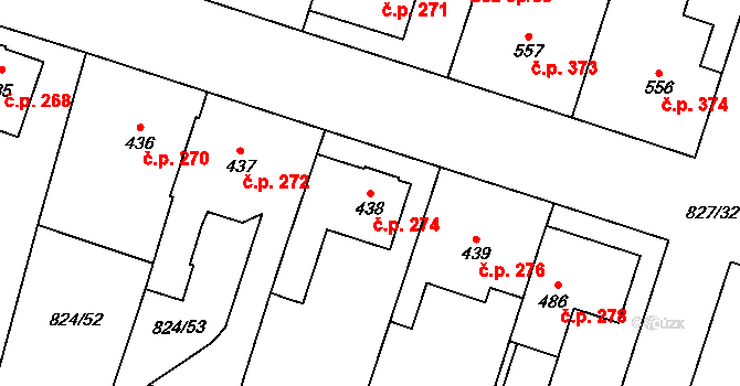 Doudleby nad Orlicí 274 na parcele st. 438 v KÚ Doudleby nad Orlicí, Katastrální mapa