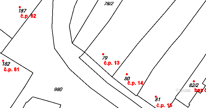 Popice 13, Znojmo na parcele st. 79 v KÚ Popice u Znojma, Katastrální mapa