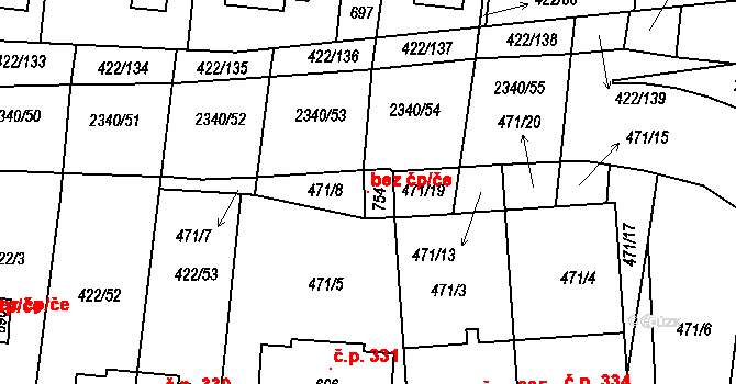 Křepice 108192962 na parcele st. 754 v KÚ Křepice u Hustopečí, Katastrální mapa