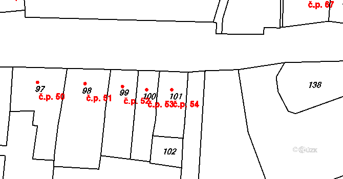 Pod Bezručovým vrchem 54, Krnov na parcele st. 101 v KÚ Krnov-Horní Předměstí, Katastrální mapa