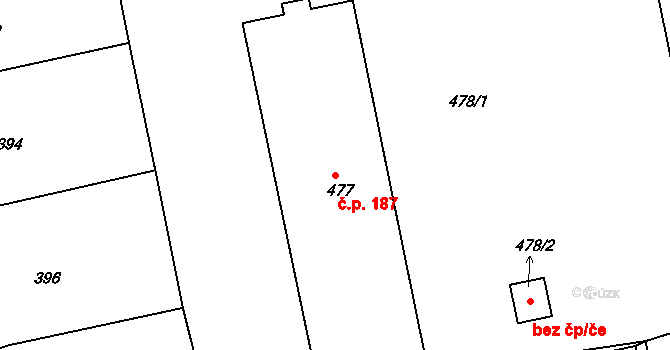 Pod Cvilínem 187, Krnov na parcele st. 477 v KÚ Opavské Předměstí, Katastrální mapa