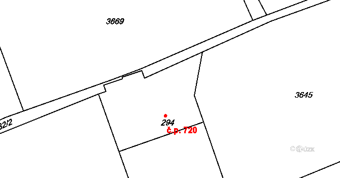 Měrkovice 720, Kozlovice na parcele st. 294 v KÚ Měrkovice, Katastrální mapa
