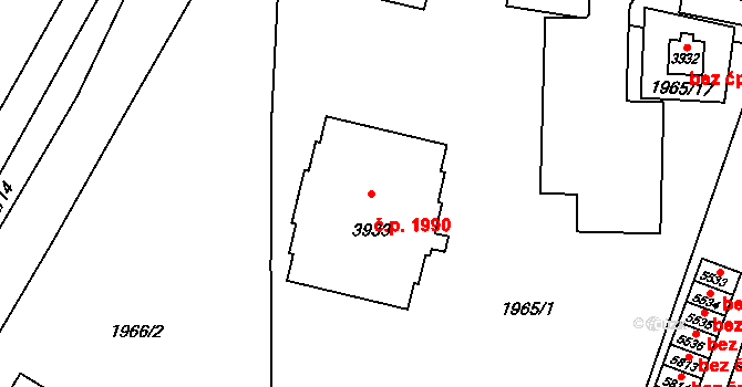 Šumperk 1990 na parcele st. 3933 v KÚ Šumperk, Katastrální mapa