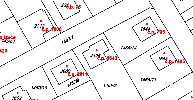 Šumperk 2643 na parcele st. 4826 v KÚ Šumperk, Katastrální mapa