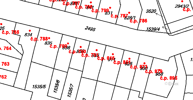 Hořice 816 na parcele st. 855 v KÚ Hořice v Podkrkonoší, Katastrální mapa
