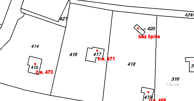 Brná 471, Ústí nad Labem na parcele st. 417 v KÚ Brná nad Labem, Katastrální mapa