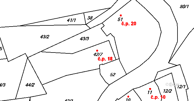 Kojetice 18, Ústí nad Labem na parcele st. 42/7 v KÚ Kojetice u Malečova, Katastrální mapa