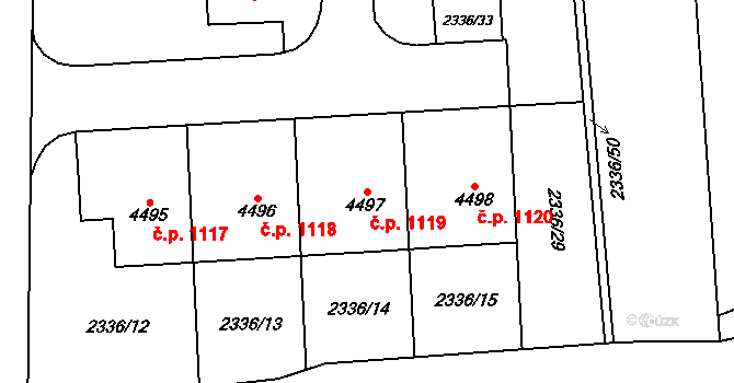 Žamberk 1119 na parcele st. 4497 v KÚ Žamberk, Katastrální mapa