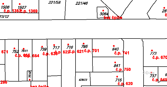 Lysá nad Labem 701 na parcele st. 795 v KÚ Lysá nad Labem, Katastrální mapa