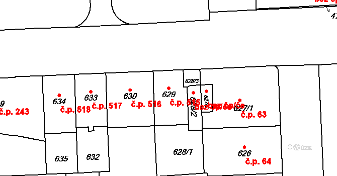 Štýřice 515, Brno na parcele st. 629 v KÚ Štýřice, Katastrální mapa