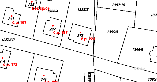 Nový Rychnov 223 na parcele st. 373 v KÚ Nový Rychnov, Katastrální mapa