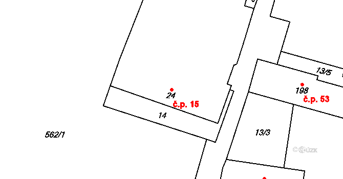 Staré Ouholice 15, Nová Ves na parcele st. 24 v KÚ Nové Ouholice, Katastrální mapa