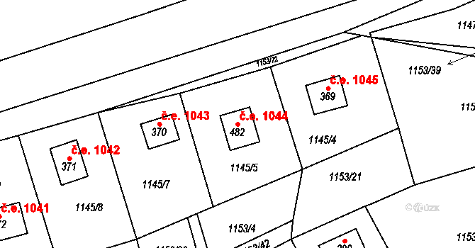Černé Voděrady 1044 na parcele st. 482 v KÚ Černé Voděrady, Katastrální mapa