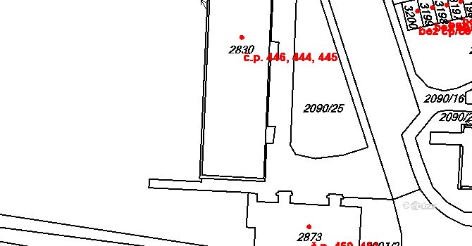 Horní Předměstí 444,445,446, Trutnov na parcele st. 2830 v KÚ Trutnov, Katastrální mapa