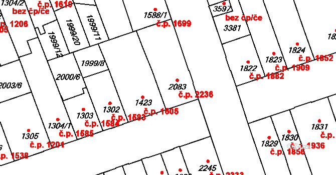 Hodonín 2236 na parcele st. 2083 v KÚ Hodonín, Katastrální mapa