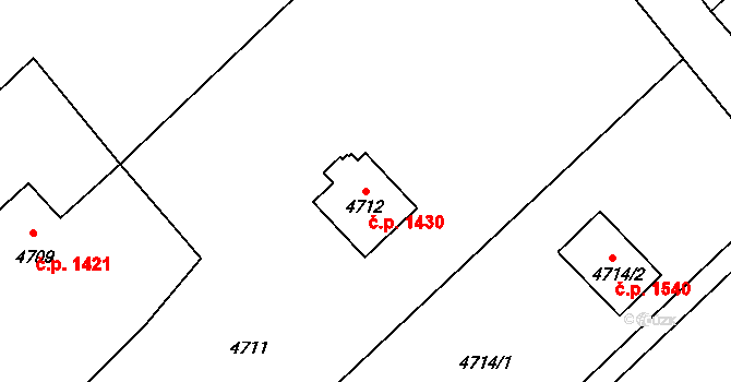 Město 1430, Havířov na parcele st. 4712 v KÚ Havířov-město, Katastrální mapa