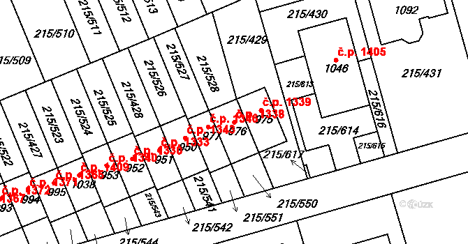 Rudná 1338 na parcele st. 976 v KÚ Hořelice, Katastrální mapa